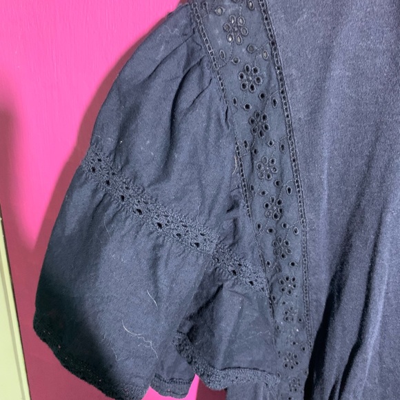 Navy Blue Puffed Sleeve Top - Picture 4 of 4